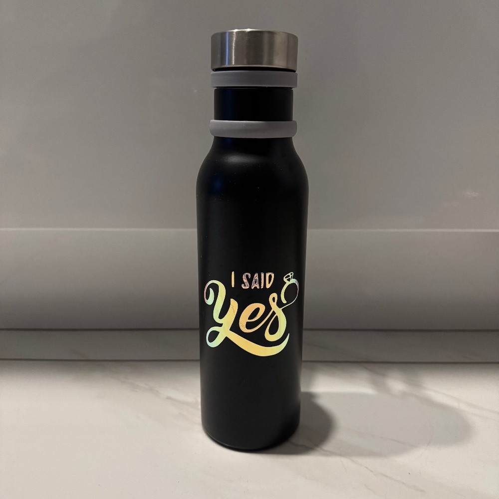 Stainless Steel 16oz Water Bottle - Engagement/Wedding/Bachelorette Theme.